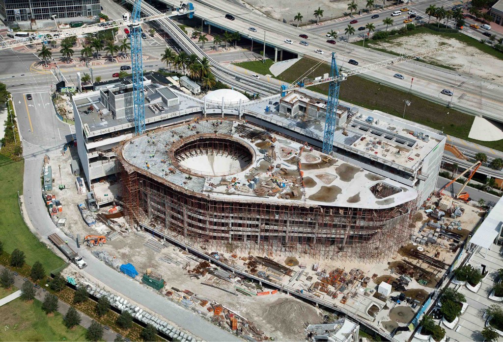 From the air -- a view of the new museum's aquarium under construction