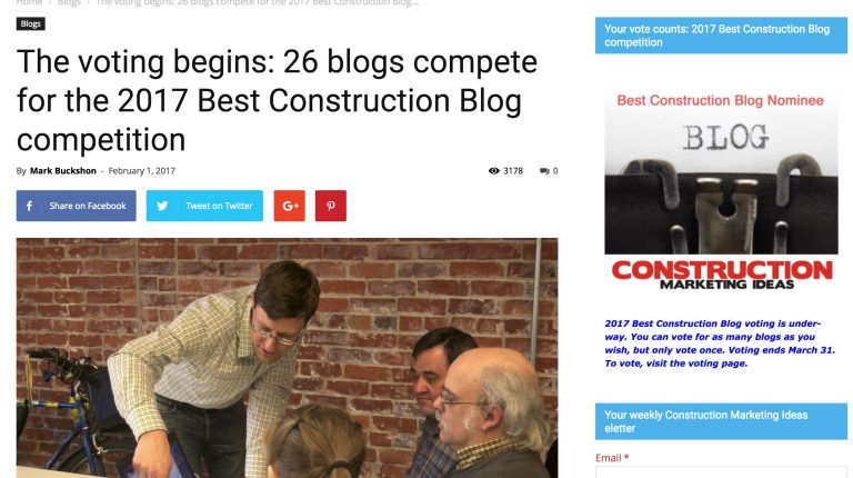 2017 Best Construction Blog competition: Voting concludes March 31