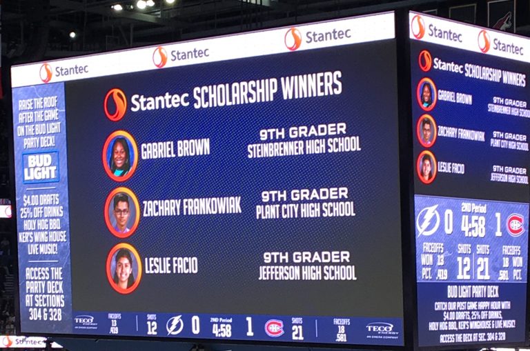 Stantec teams up with the Tampa Bay Lightning to award scholarships to STEM-focused students