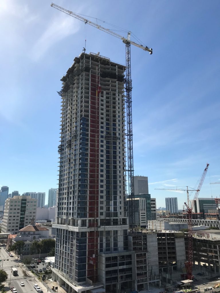 Miami Worldcenter’s CAOBA apartment tower tops-off 444-unit tower at 43 stories