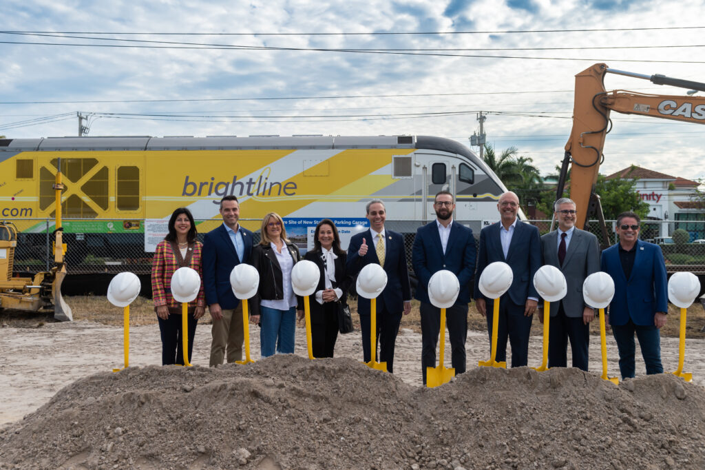 Kaufman Lynn Construction, Boca Raton and Brightline officials at the groundbreaking ceremony. 
