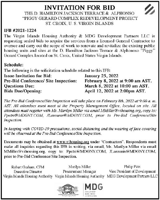 Invitation for Bid published for US Virgin Island opportunity
