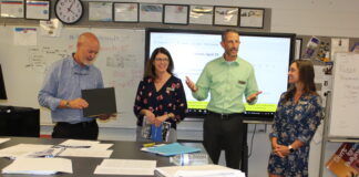 Mr. Kevin Davenport; Judy Deshler, Haskell; Jacob Thurlow, Haskell; Nicole Eubanks, ACE Mentor Program of NEFL