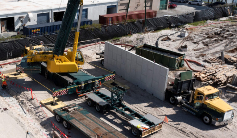 First concrete panel wall placed at Broward Sherriff’s office