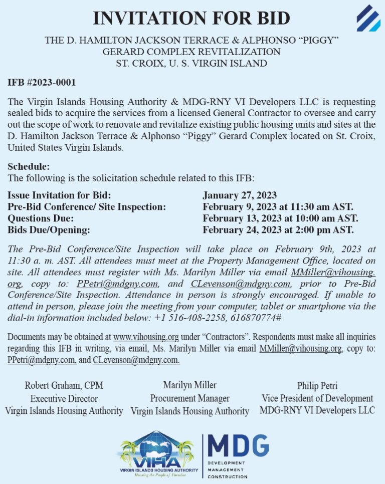 Invitation for Bid published for US Virgin Islands opportunity